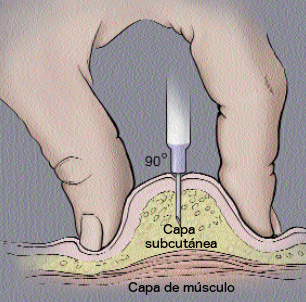 Subcutaneous injection into fatty tissue layer